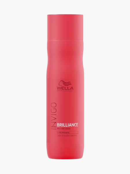Wella Invigo Brilliance Shampoo For Normal Hair in branded component on a light gray background