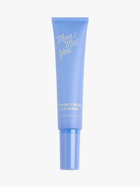 Then I Met You Honey Dew Lip Mask blue tube of lip mask on light gray background